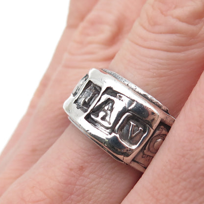 925 Sterling Silver Vintage Modernist Schiavo Oxidized Band Ring Size 8