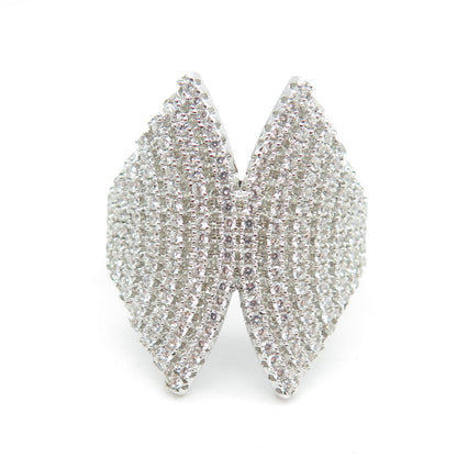 925 Sterling Silver Pave C Z Wings Ring Size 7.75