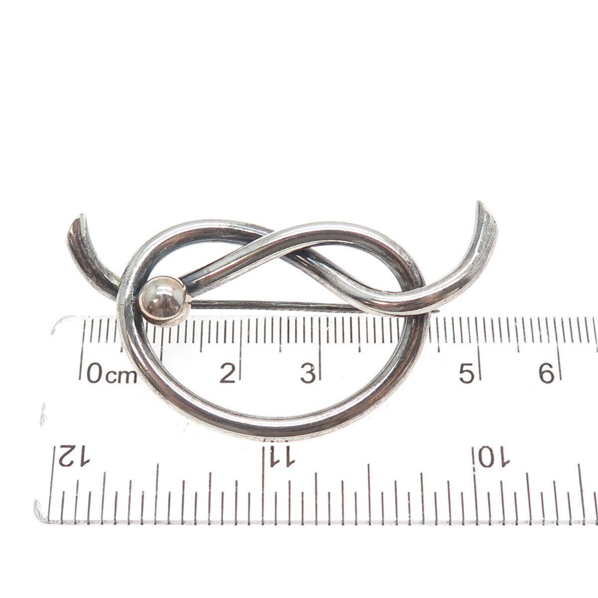KREISLER 925 Sterling Silver Vintage Mariner Love Heart Knot Oxidized Pin Brooch