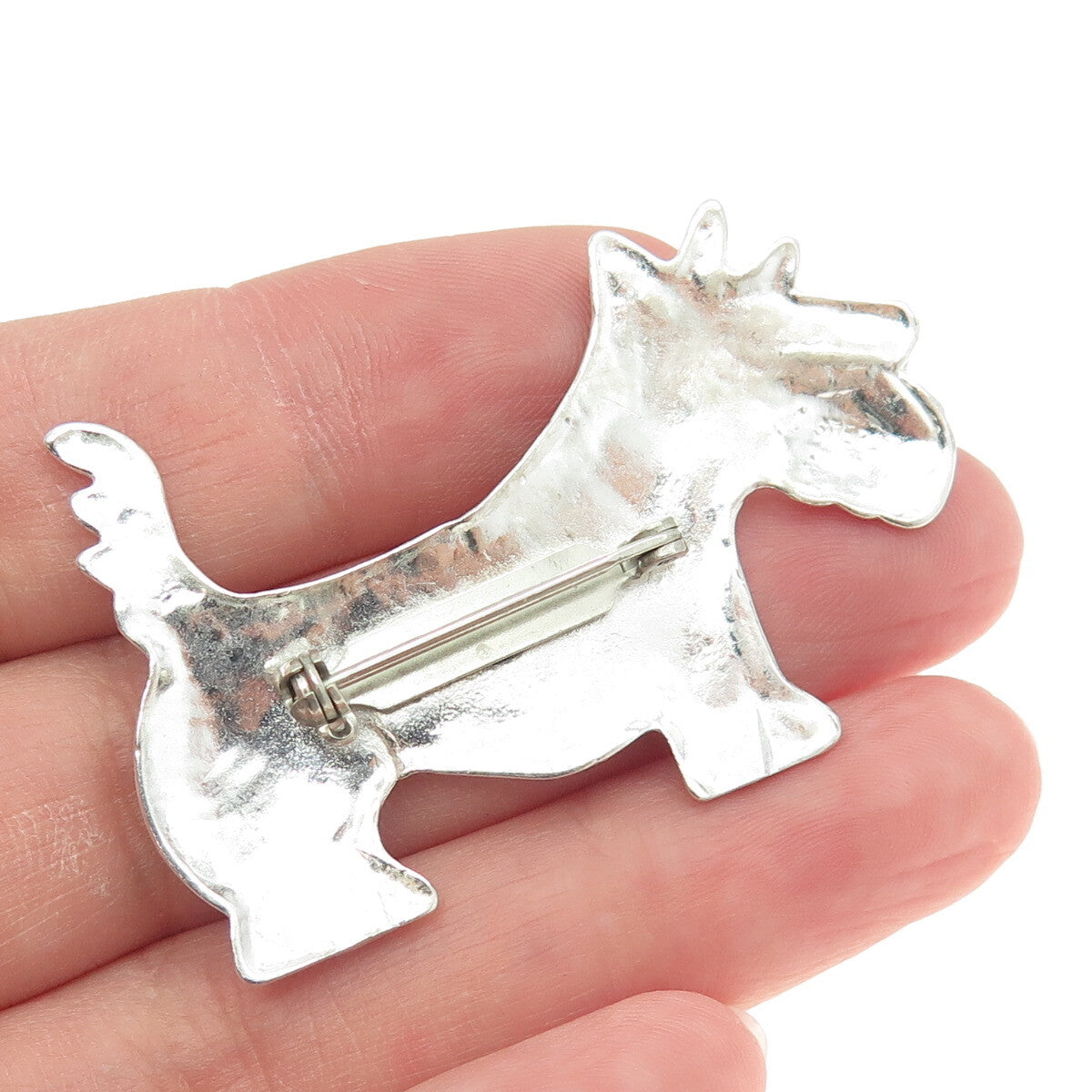 925 Sterling Silver Vintage Terrier Dog Pin Brooch