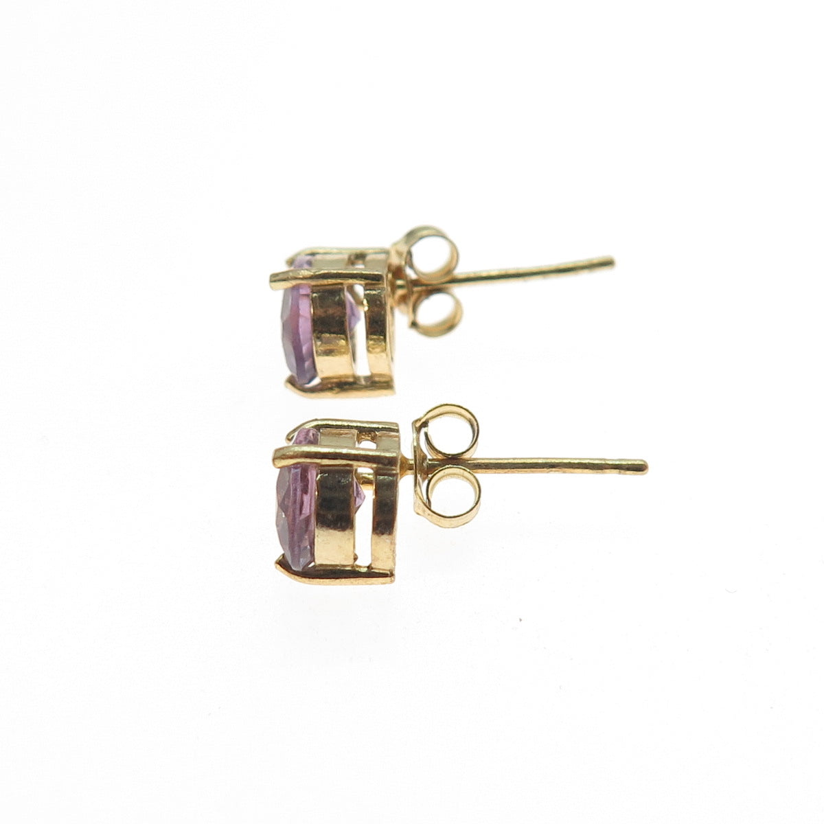 925 Sterling Silver Gold Plated Real Pear-Cut Amethyst Stud Earrings
