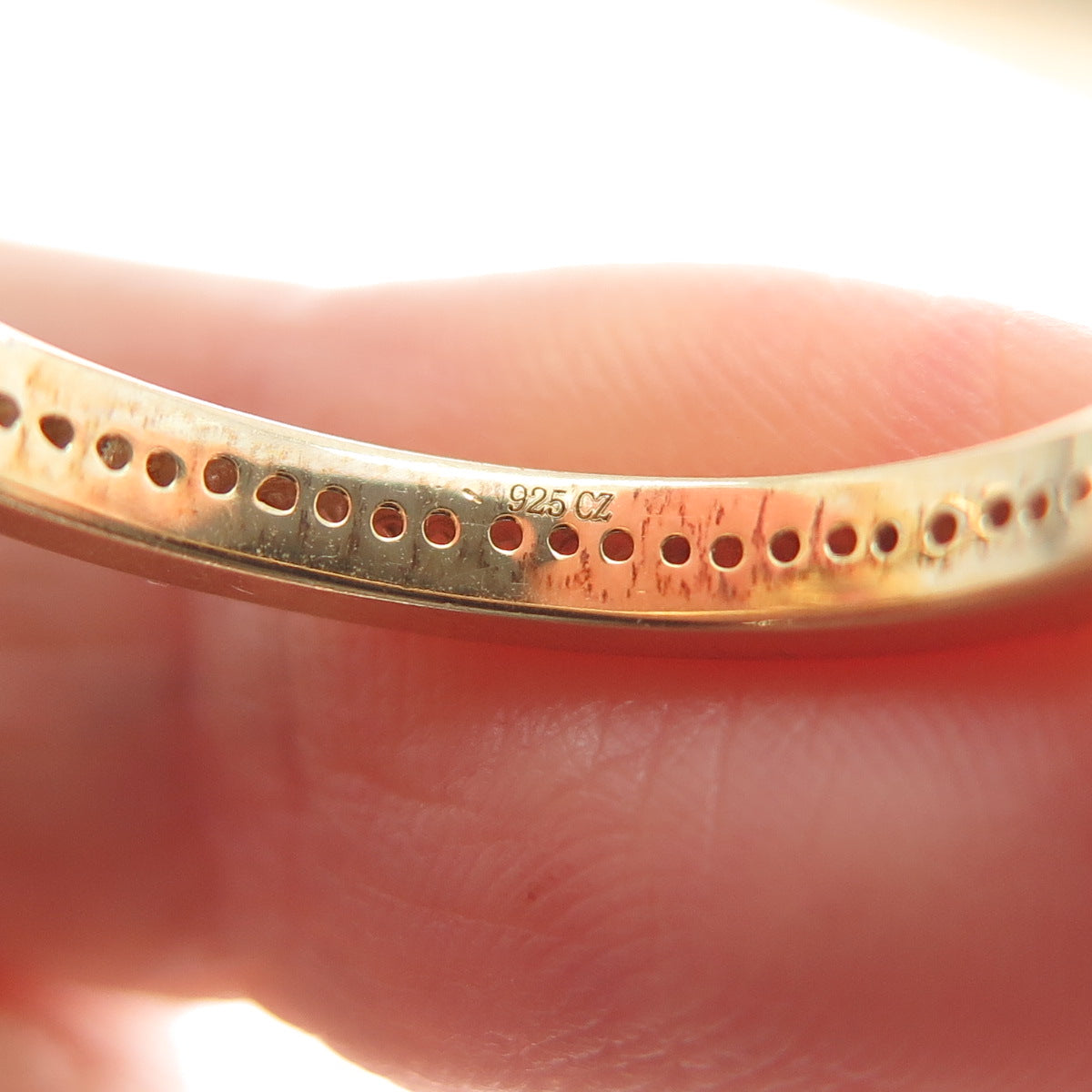 MILOR 925 Sterling Silver Gold Plated Italy C Z Cross Dangle Charm Ring Size 10