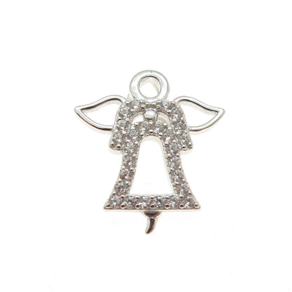 HAN 925 Sterling Silver Round-Cut C Z Angel Minimalist Pendant