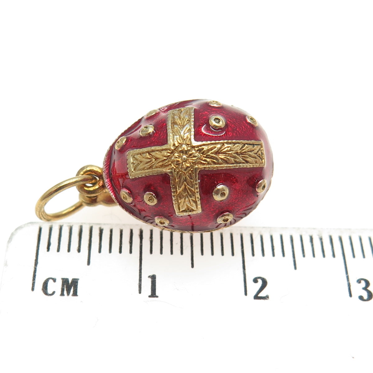 RAFKA Retired 925 Sterling Silver Vermeil Enamel Cross Easter Egg Charm Pendant