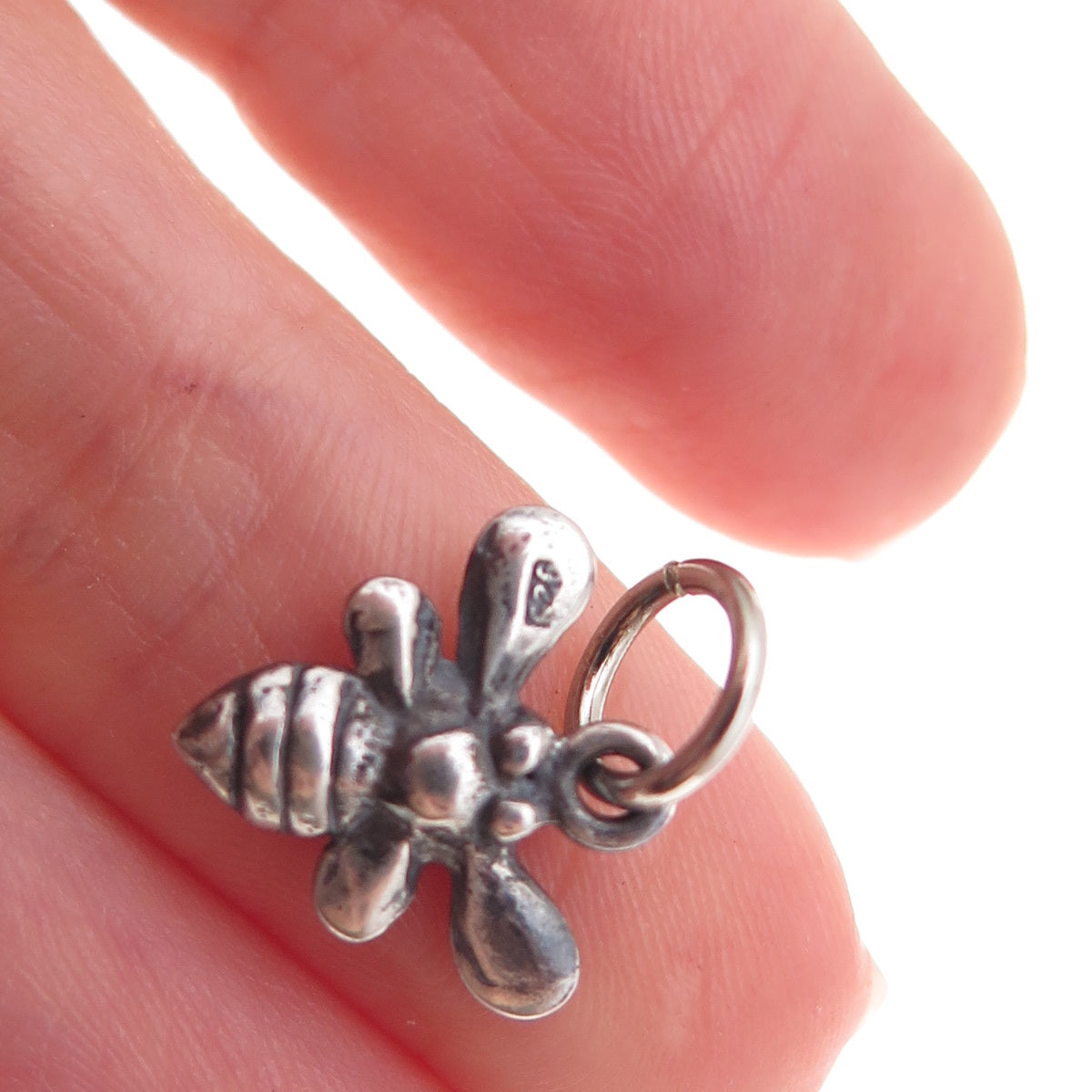 925 Sterling Silver Vintage Bee Oxidized Charm Pendant