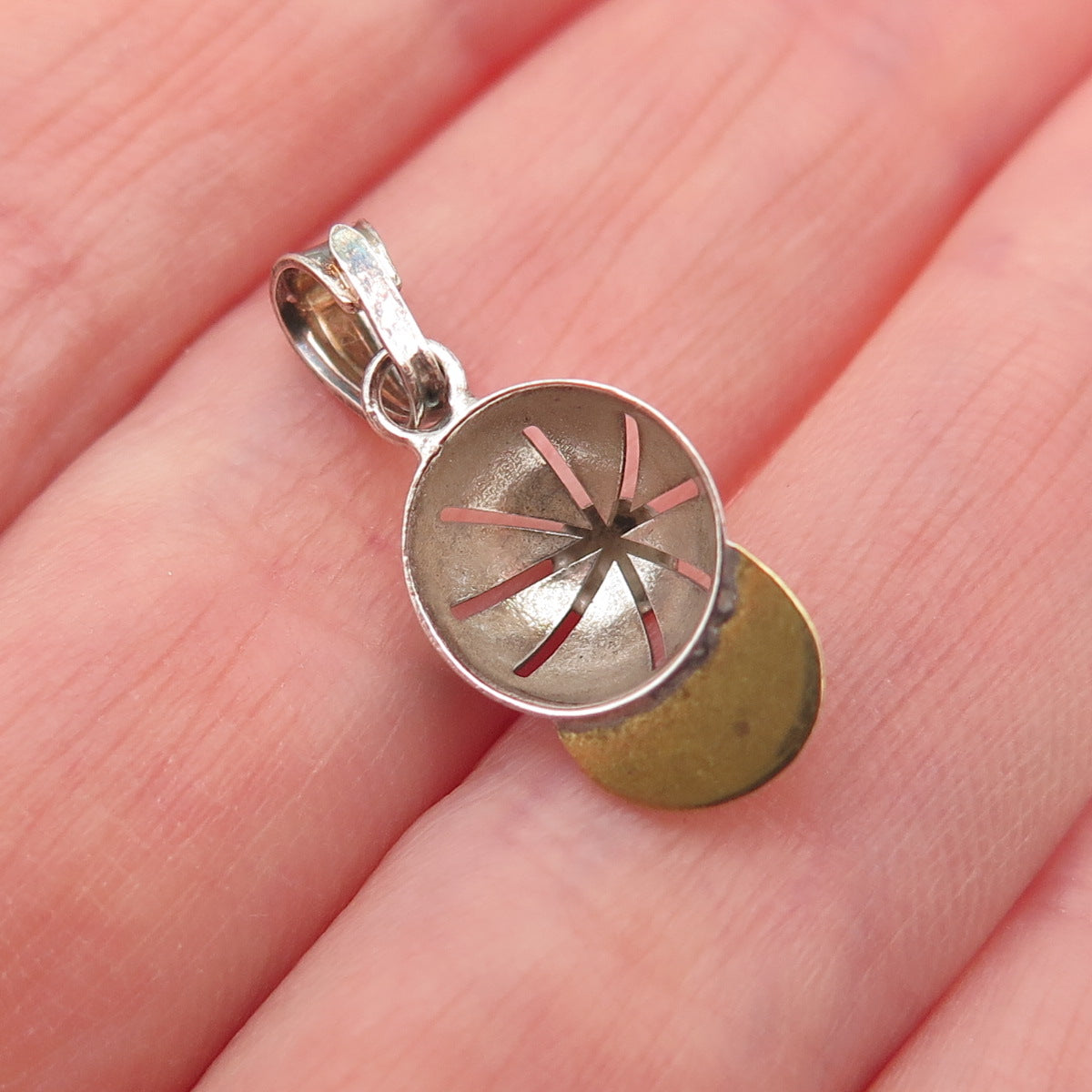 925 Sterling Silver 2-Tone Vintage Italy Baseball Cap 3D Mini Charm Pendant