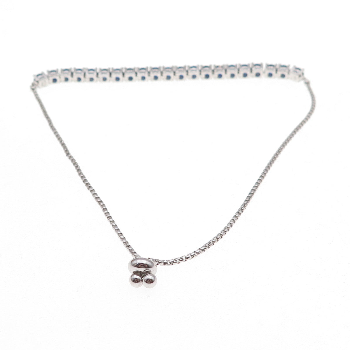 925 Sterling Lab-Created Sapphire Round Box Link Adjustable Bracelet 7-9.75"