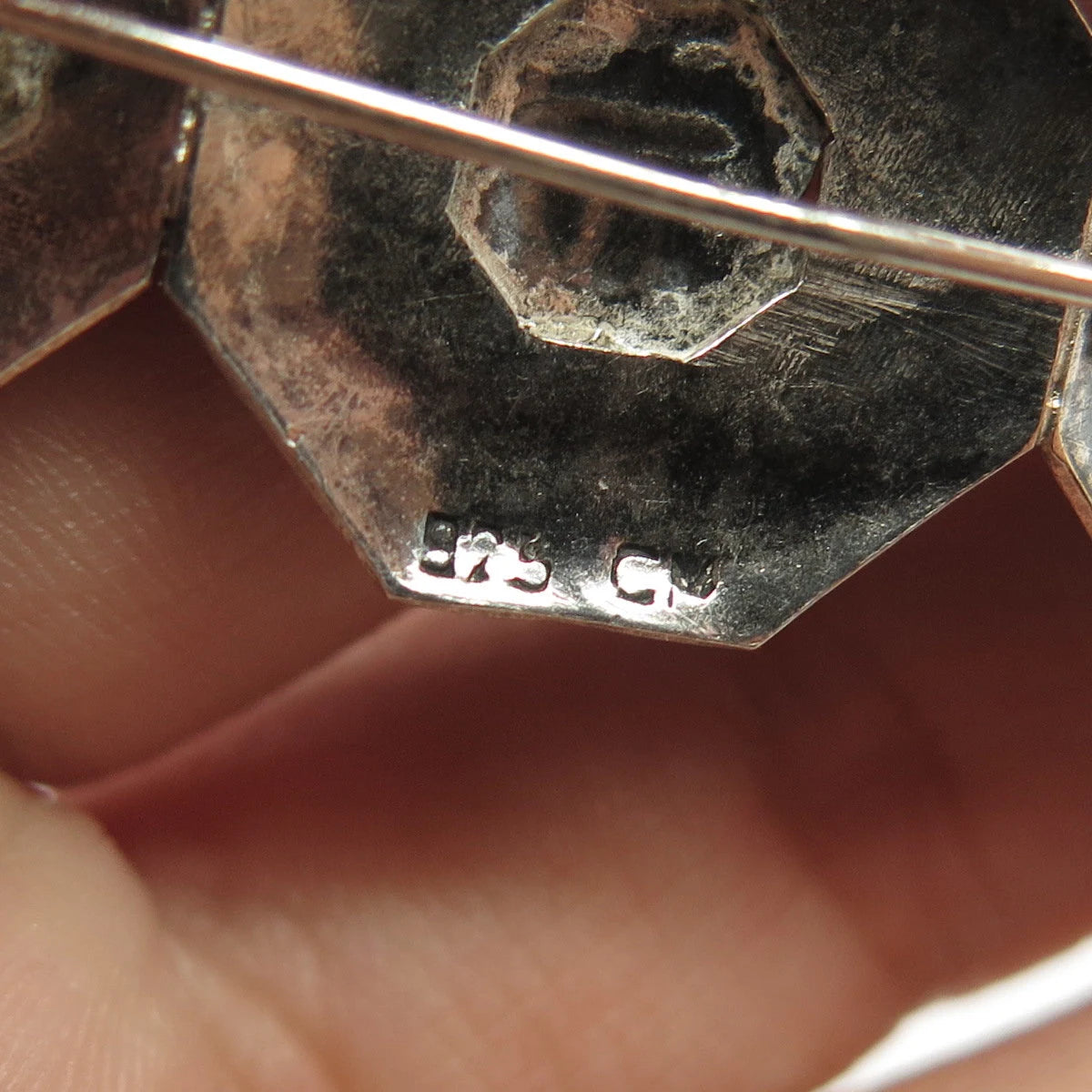 925 Sterling Silver Vintage Egyptian Theme Pin Brooch