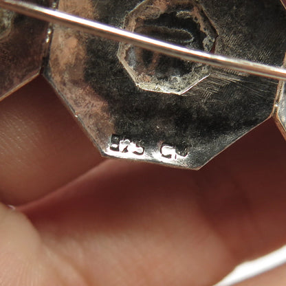 925 Sterling Silver Vintage Egyptian Theme Pin Brooch