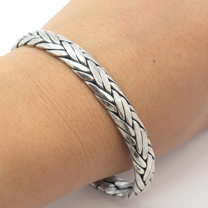 925 Sterling Silver Vintage Wheat Adjustable Cuff Bracelet 7.5”