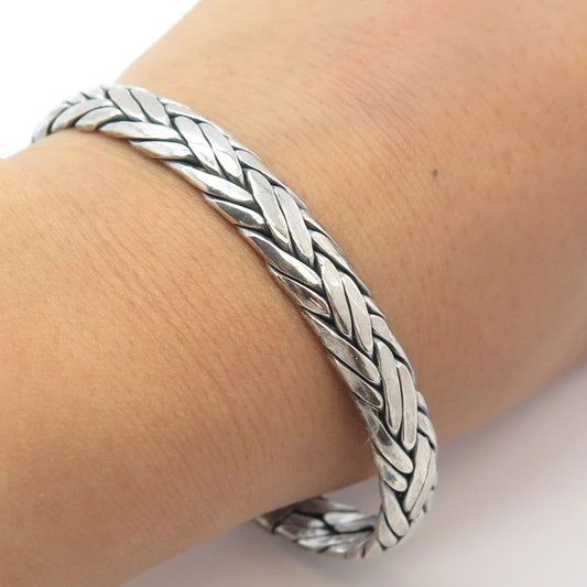 925 Sterling Silver Vintage Wheat Adjustable Cuff Bracelet 7.5”
