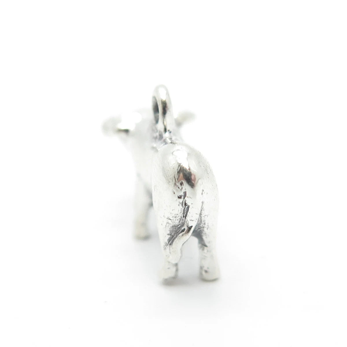 925 Sterling Silver Vintage Bull Charm Pendant