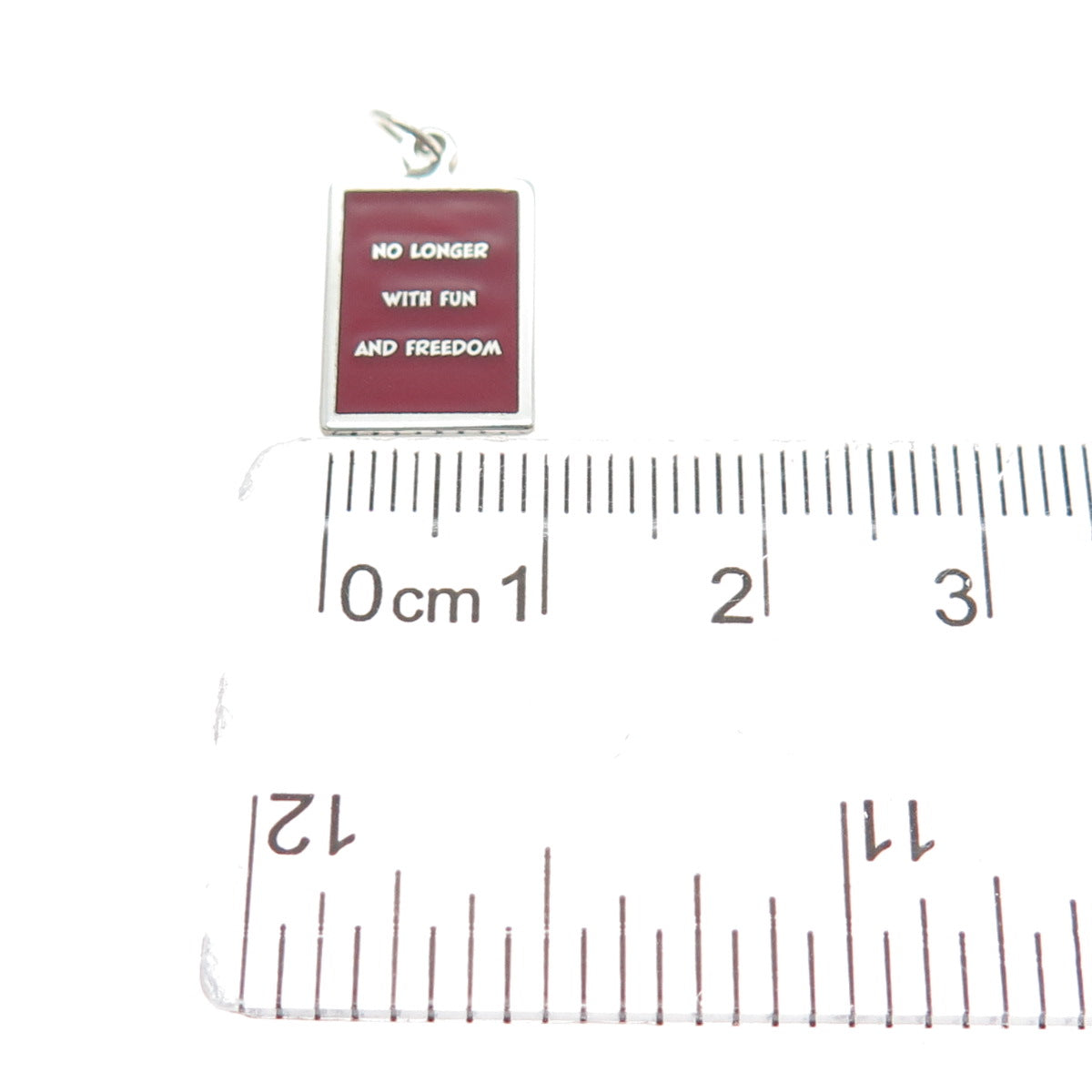 925 Sterling Red Enamel No Longer With Fun & Freedom Minimalist Charm Pendant