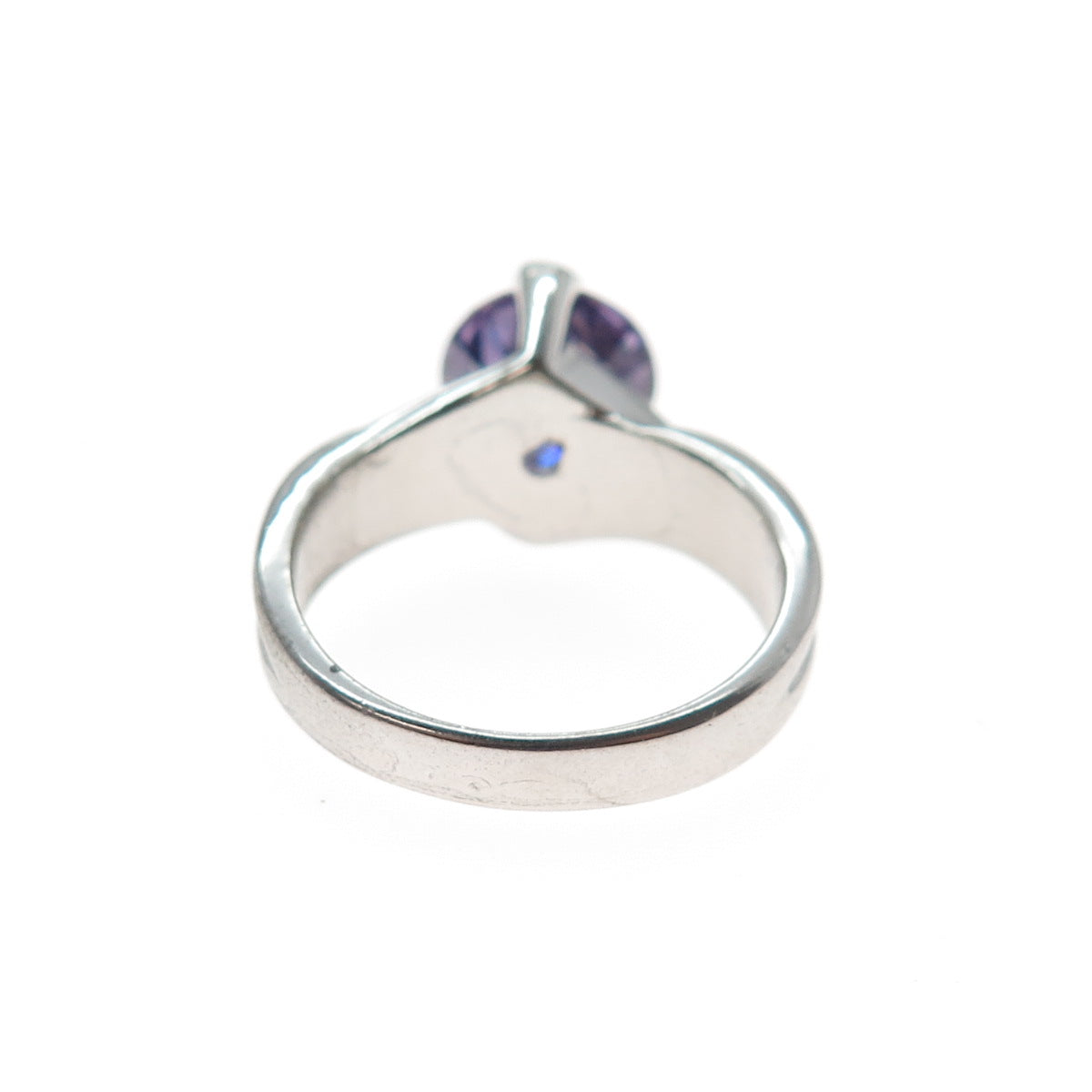 925 Sterling Silver Round-Cut Nano Amethyst Ring Size 7.5
