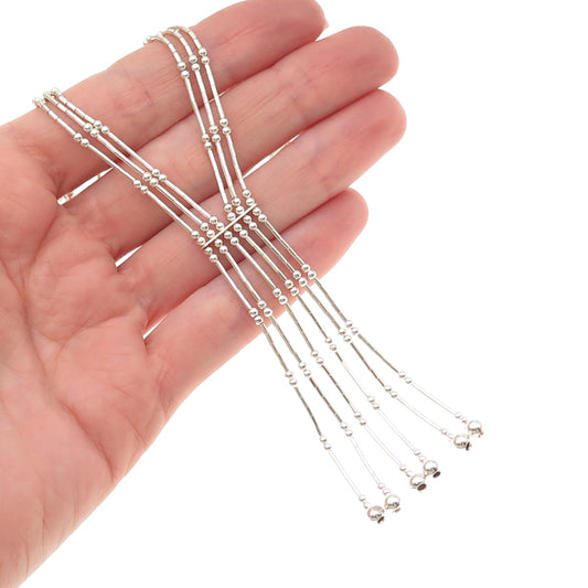 SUNRISE Old Pawn 925 Sterling Silver Vintage Tassel Liquid Chain Necklace 18"