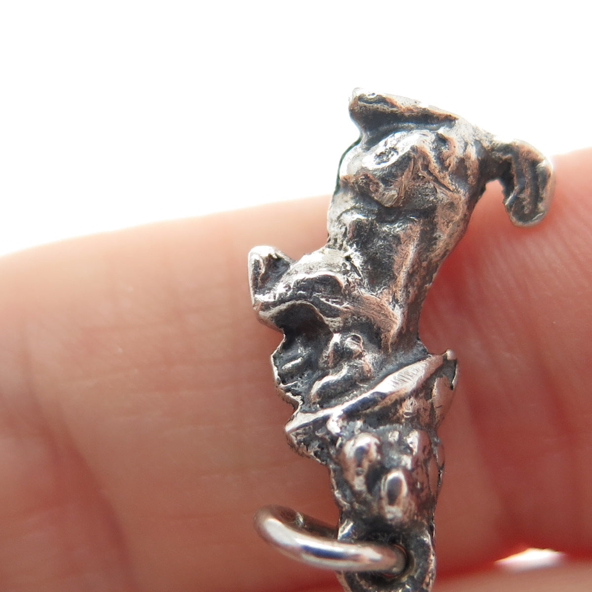 925 Sterling Silver Vintage Dog Oxidized Minimalist 3D Charm Pendant