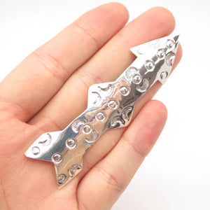 925 Sterling Silver Vintage Textured Sun & Moon Rocket Pin Brooch