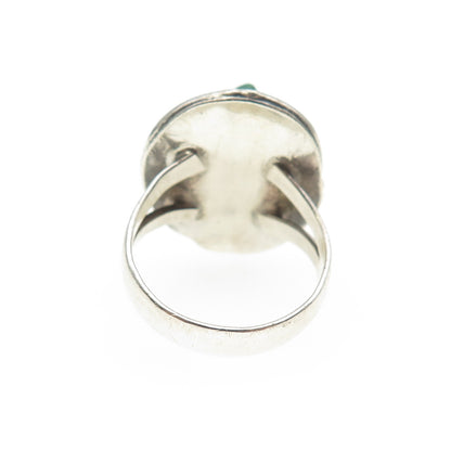Old Pawn 925 Sterling Silver Vintage Royston Turquoise Feather Ring Size 7.5