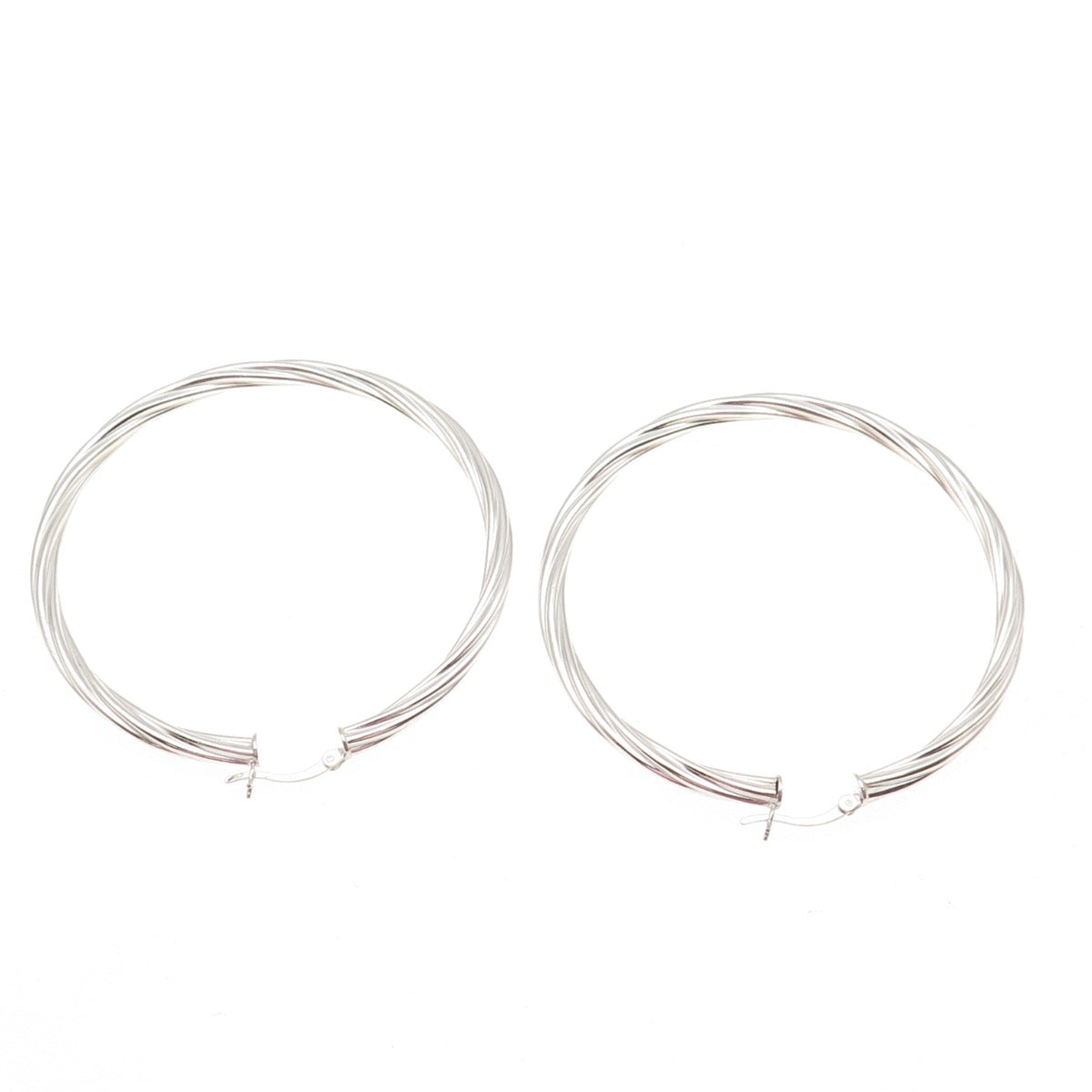 925 Sterling Silver Twisted Hoop Earrings