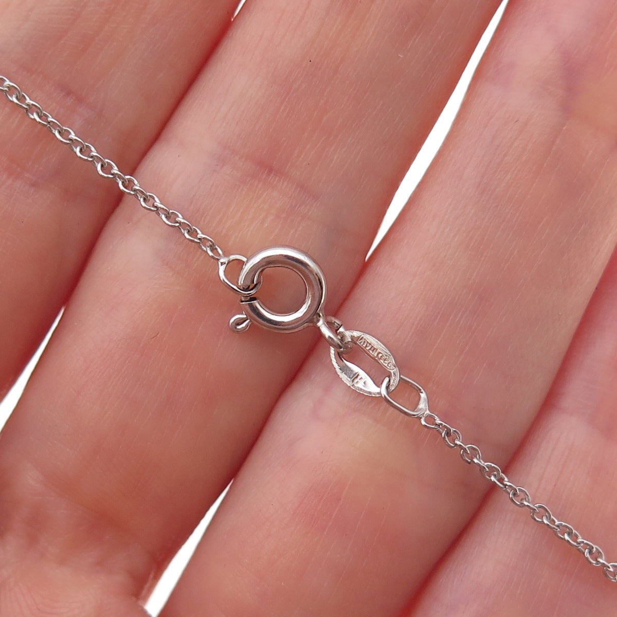 Sai 925 Sterling Silver Pink C Z Heart Cable Chain Necklace 18"