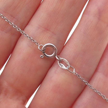 Sai 925 Sterling Silver Pink C Z Heart Cable Chain Necklace 18"