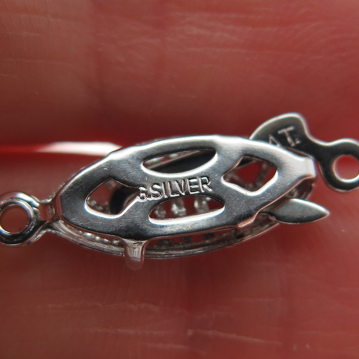 925 Sterling Silver Vintage Oxidized Bracelet / Necklace Hook Box Lock Clasp