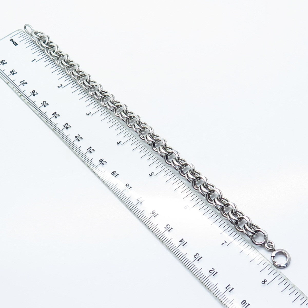 925 Sterling Silver Vintage Double Cable Link Bracelet 7.25"