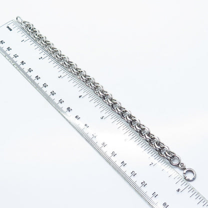 925 Sterling Silver Vintage Double Cable Link Bracelet 7.25"