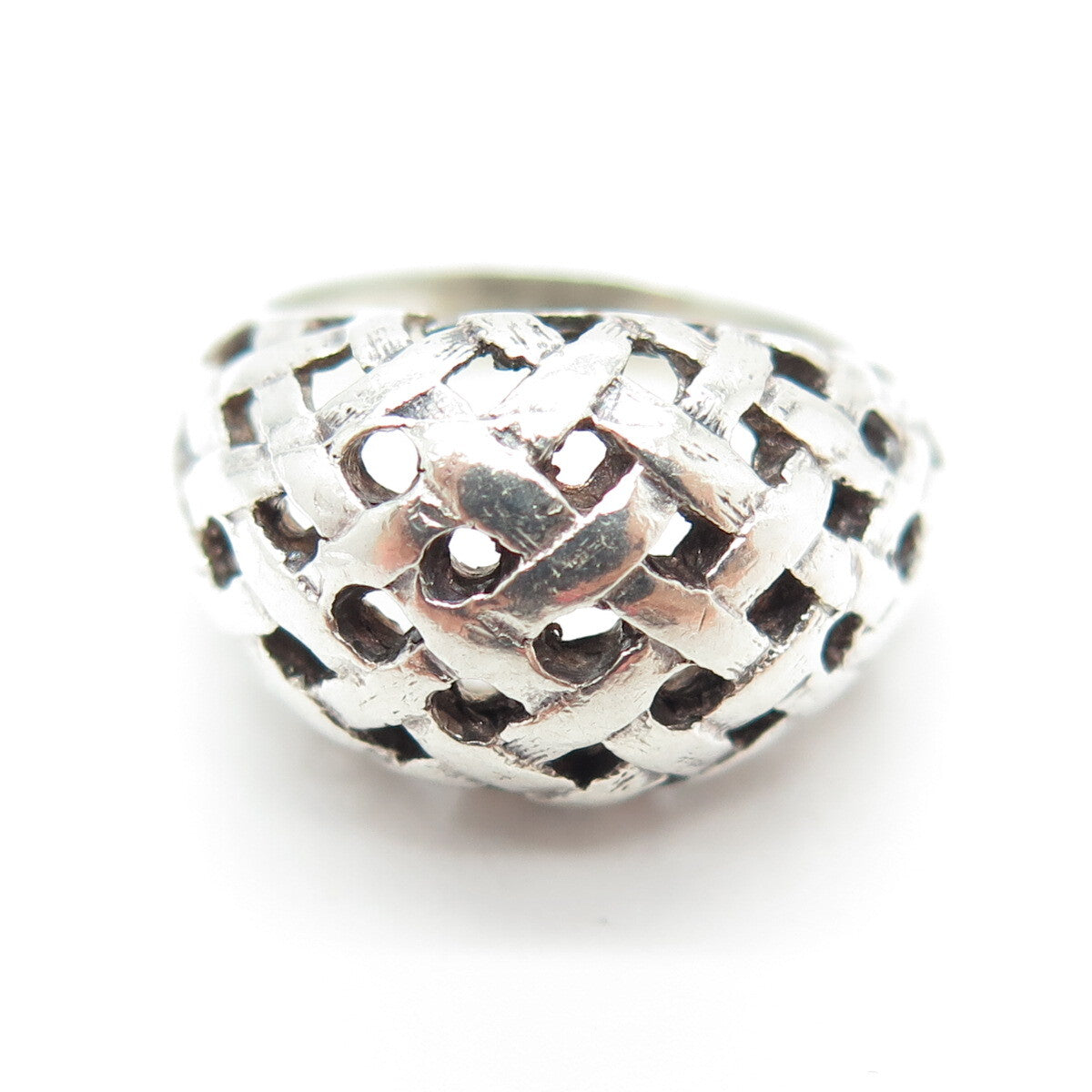 925 Sterling Silver Vintage Braided Dome Ring Size 5.25