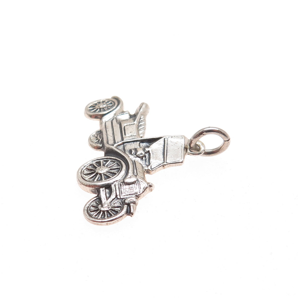 925 Sterling Silver Vintage Retro Car Oxidized Charm Pendant