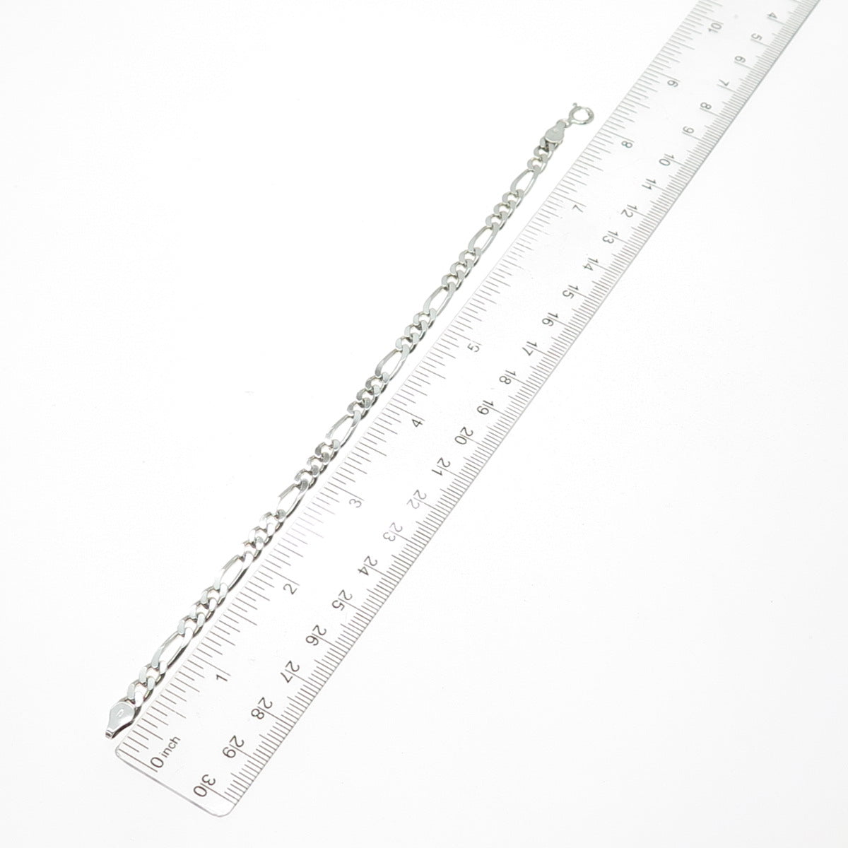 925 Sterling Silver Vintage Figaro Link Bracelet 8"