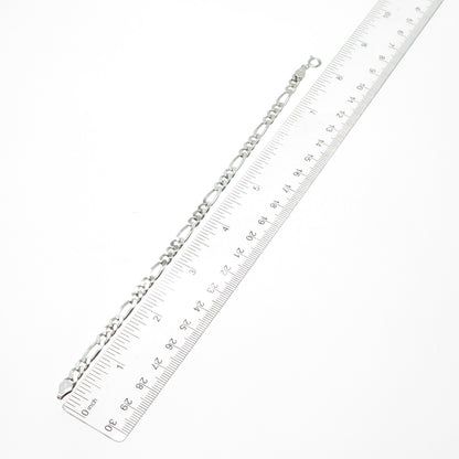 925 Sterling Silver Vintage Figaro Link Bracelet 8"