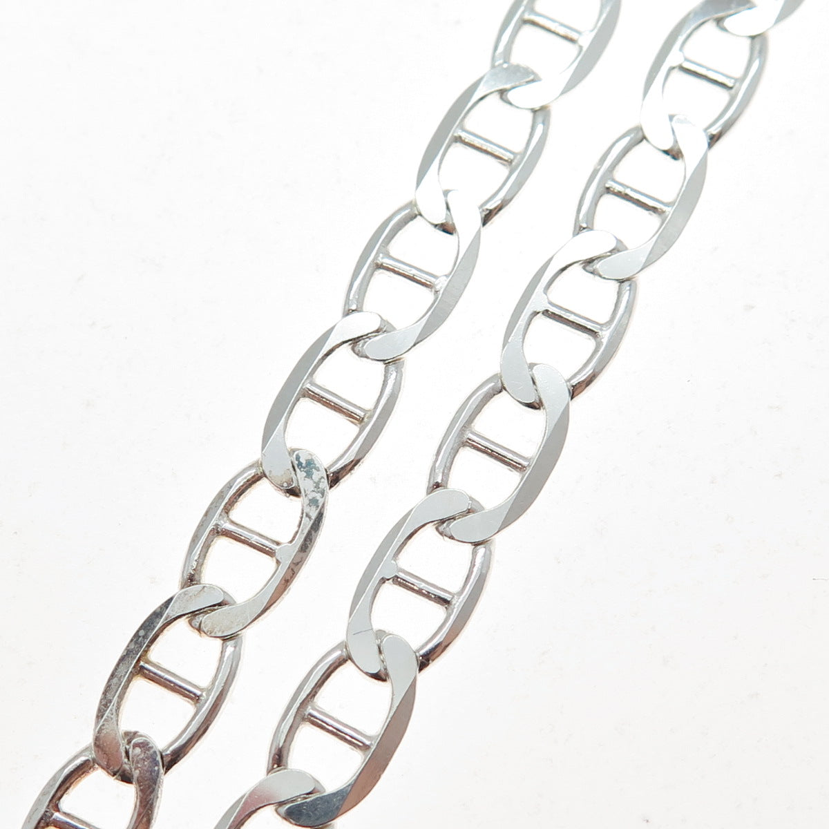 P. LUX 925 Sterling Silver Vintage Italy Anchor Mariner Chain Necklace 24"