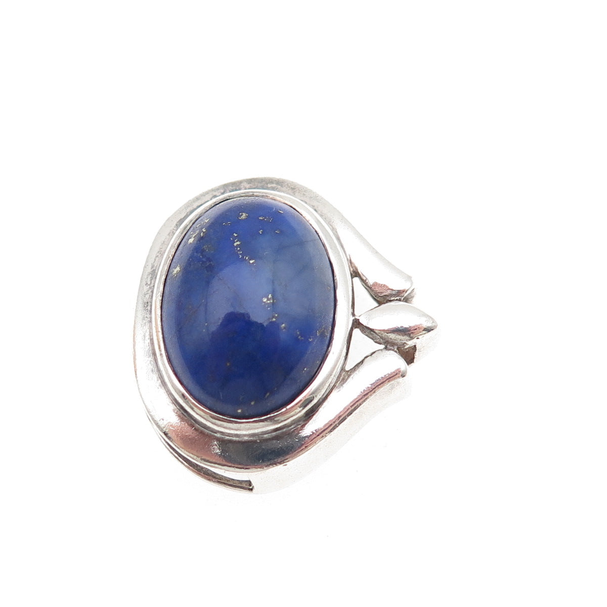 925 Sterling Silver Vintage Real Lapis Lazuli Modernist Slide Charm Pendant