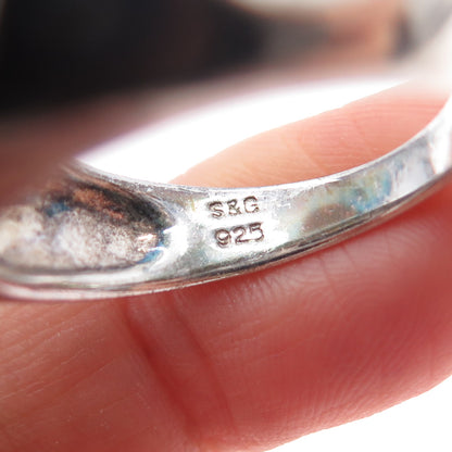 925 Sterling Silver Vintage S&G Real Black Onyx Oxidized Ring Size 10.25