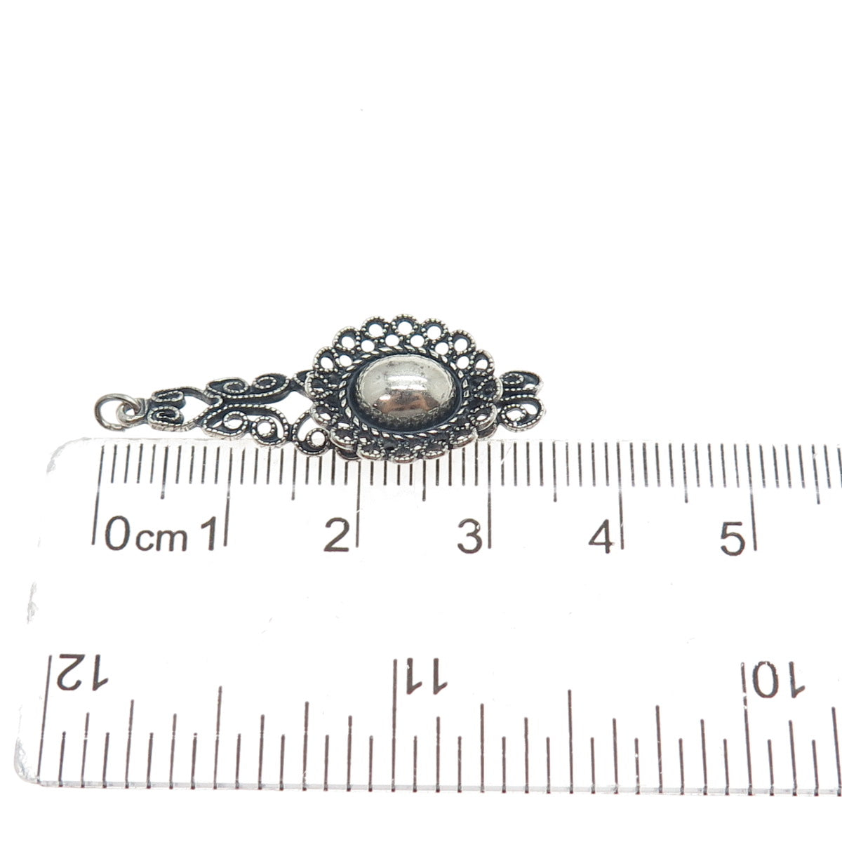 925 Sterling Silver Vintage Flower & Butterfly Filigree Oxidized Charm Pendant