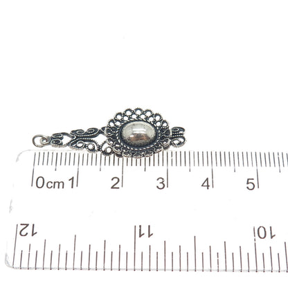 925 Sterling Silver Vintage Flower & Butterfly Filigree Oxidized Charm Pendant