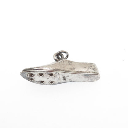 925 Sterling Silver Vintage Golf Shoe Oxidized 3D Charm Pendant