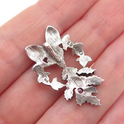 Franklin Mint 925 Sterling Silver Vintage 1982 Real Ruby True Love Slide Pendant