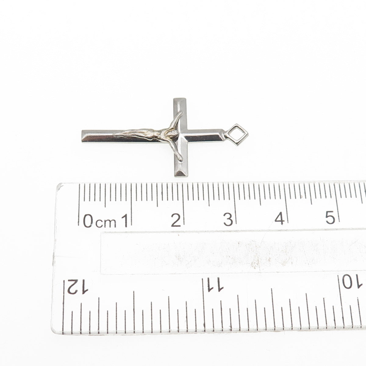 TRU-KAY 925 Sterling Silver Vintage Crucifix Cross Religious Charm Pendant