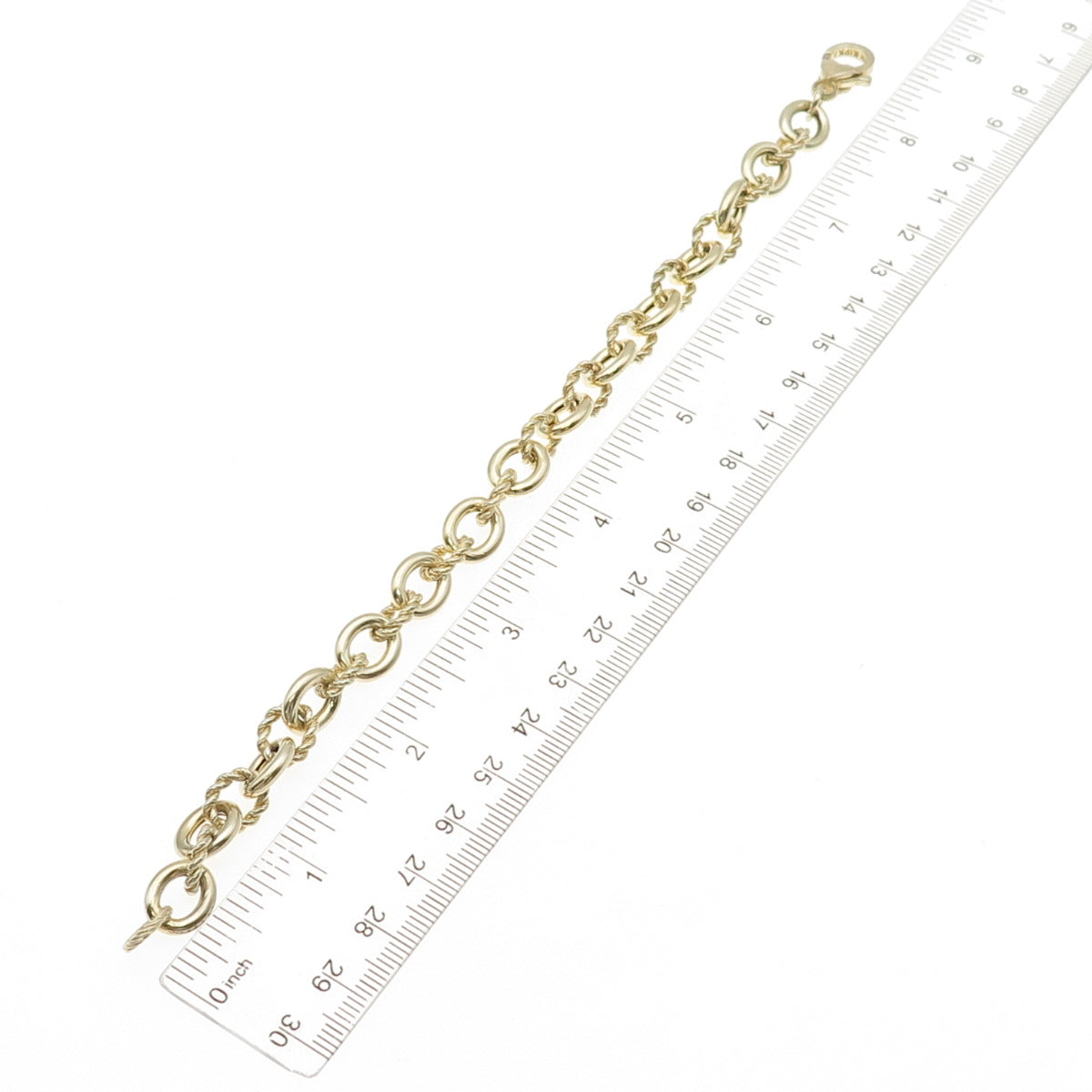 JUDITH RIPKA Sterling Silver Gold Plated Italy C Z Oval Cable Link Bracelet 8"