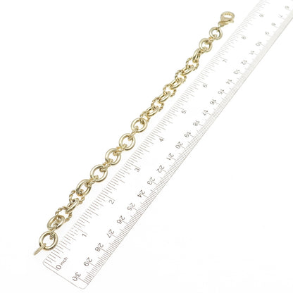 JUDITH RIPKA Sterling Silver Gold Plated Italy C Z Oval Cable Link Bracelet 8"