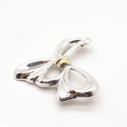 925 Sterling Silver 2-Tone Vintage Mexico Bow Pin Brooch