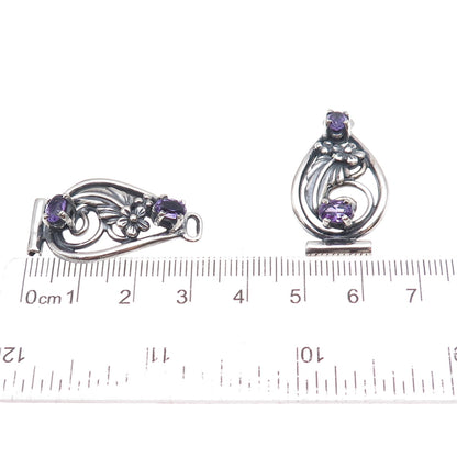 Old Pawn 925 Sterling Silver Vintage 1994 Amethyst Floral 2-Piece Watch Band