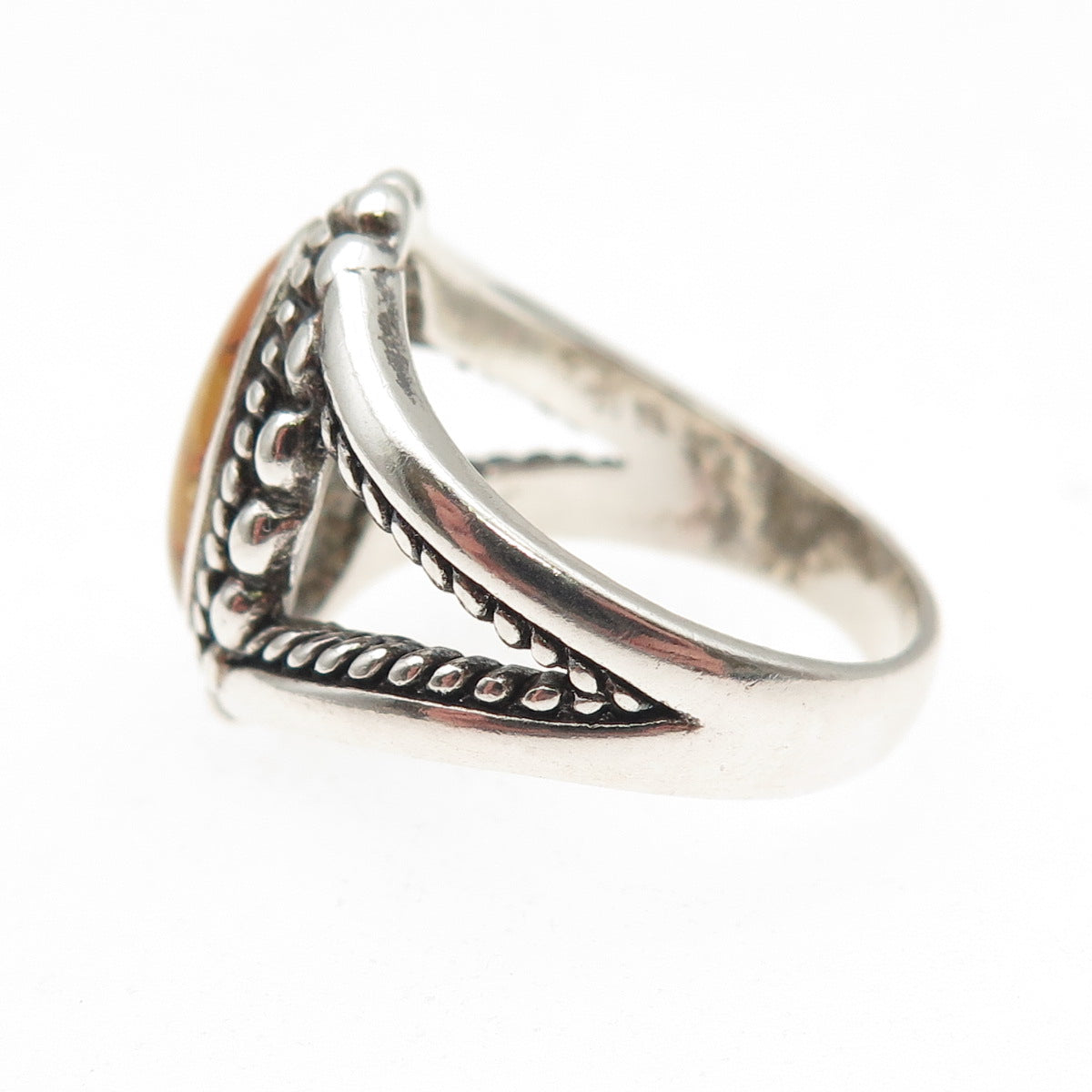 Carolyn Pollack Old Pawn Sterling Silver Vintage MOP Inlay Tribal Ring Size 7