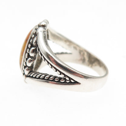 Carolyn Pollack Old Pawn Sterling Silver Vintage MOP Inlay Tribal Ring Size 7