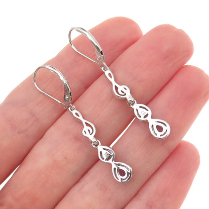 Chuck Clemency 925 Sterling Silver Real Tanzanite Treble Clef Dangle Earrings