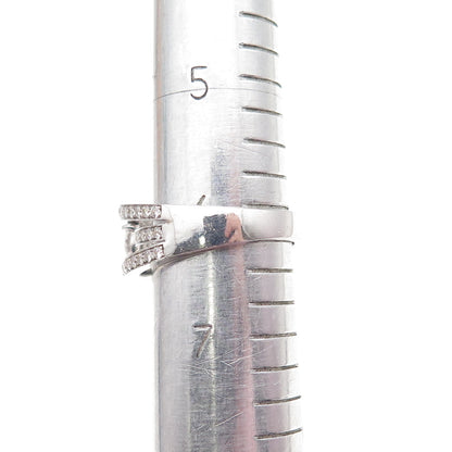 925 Sterling Silver Round-Cut C Z Multi-Row Engagement Ring Size 6.25
