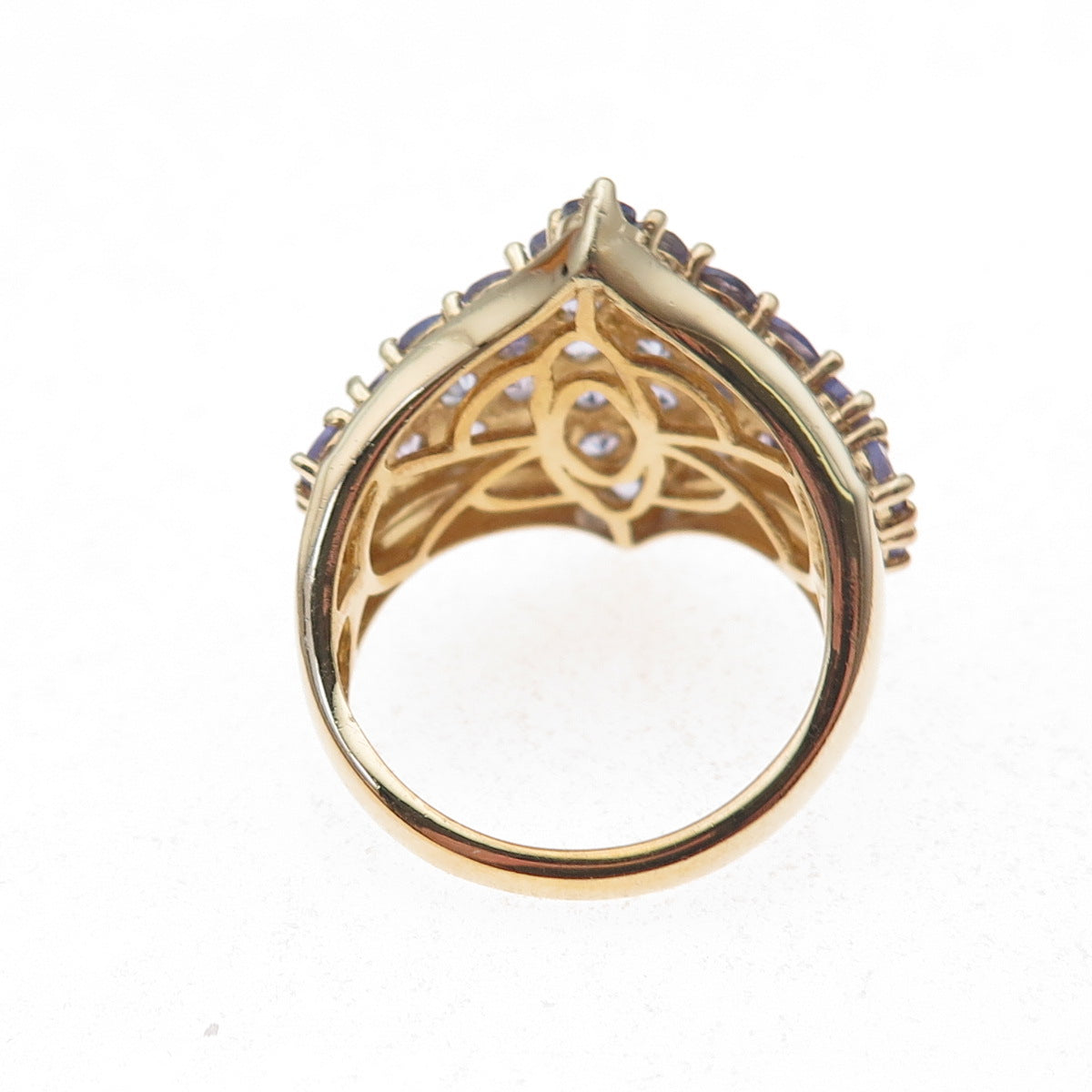 Chuck Clemency 925 Sterling Silver Gold Plated Real Tanzanite Ring Size 8