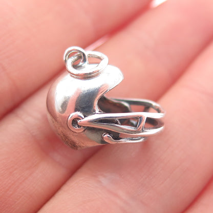 925 Sterling Silver Vintage Football Helmet Mini 3D Charm Pendant